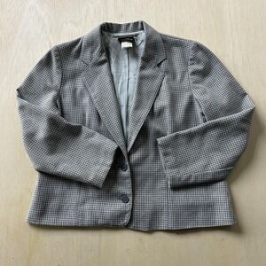 Vintage Present Tense Blazer Jacket Womens 16 Gray Wool Check Lined Classic
